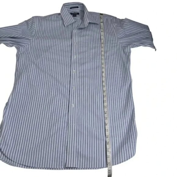 Land's End Dress Shirt Supima No  Iron Oxford Button Down Pinstripe Size 16-36 - Picture 10 of 10